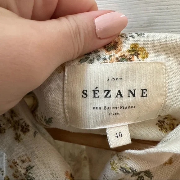 Sezane Cream Floral Button-Down Shirt - Picture 2 of 6